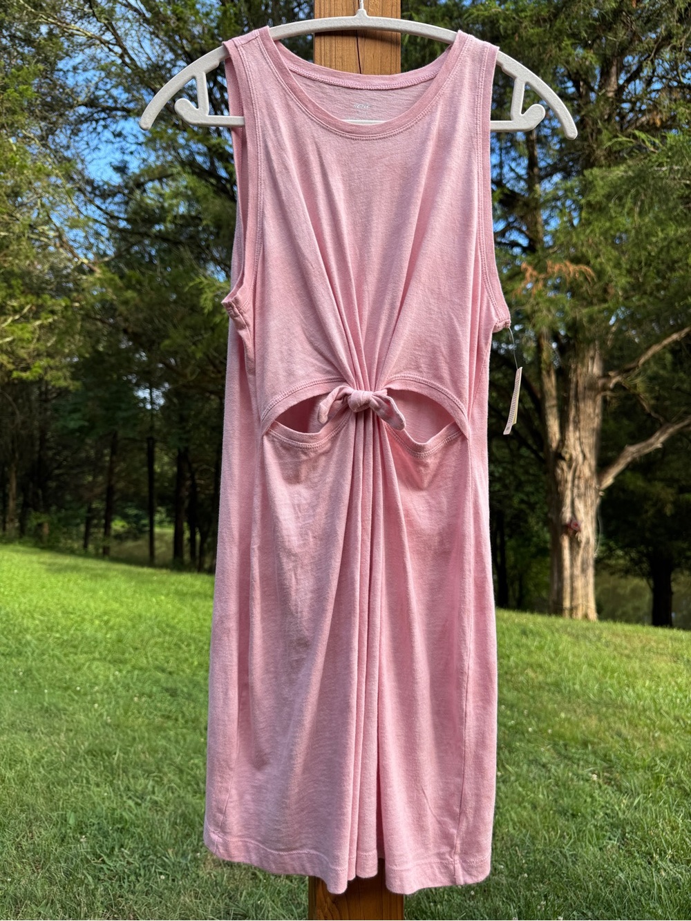 🌈 Aerie $40 Pink Tie-Front Cotton Dress
